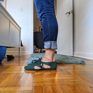 Summer Flats in Forest Green, Size 7